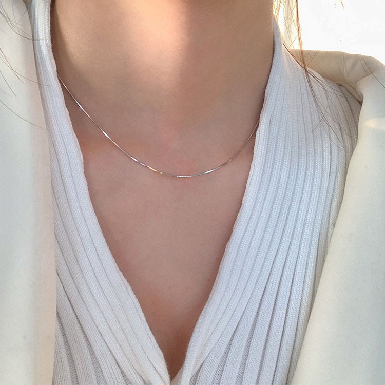 1.2mm Silver Color Stainless Steel Snake Bone Chain Necklace