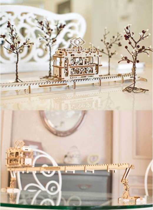 DIY 154pcs Wooden Streetcar Mechanical Transmission Model Assembly Puzzle Toy For kids Education gift