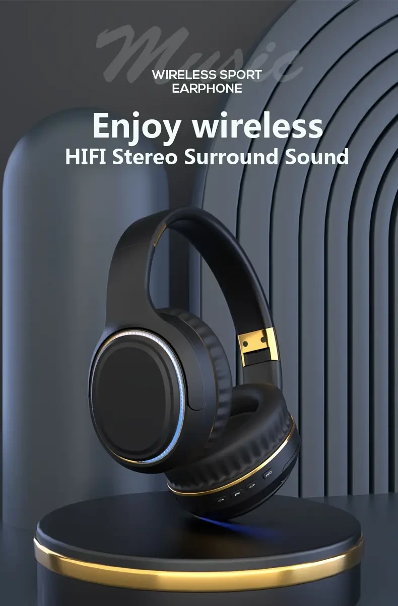 Wireless headphones, HIFI sound, low latency, ambient lighting, Bluetooth 5.3, large battery capacity, music headphones, wireless earphones, audio quality, gifts for friends, headphones for work, travel headphones, gaming headphones, wireless headset, pho