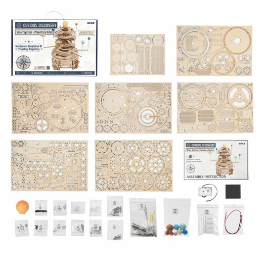 Robotime Rokr 316PCS Rotatable Mechanical Orrery DIY Wooden Model Building Block Kits Assembly Toy Gift For Children ST001