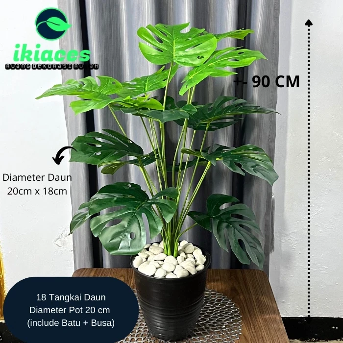Jumbo Monstera Leaves 18 Branches Artificial Monstera Leaves Cheap Decorative Flower Pot Plastic Flowers Fake Leaves