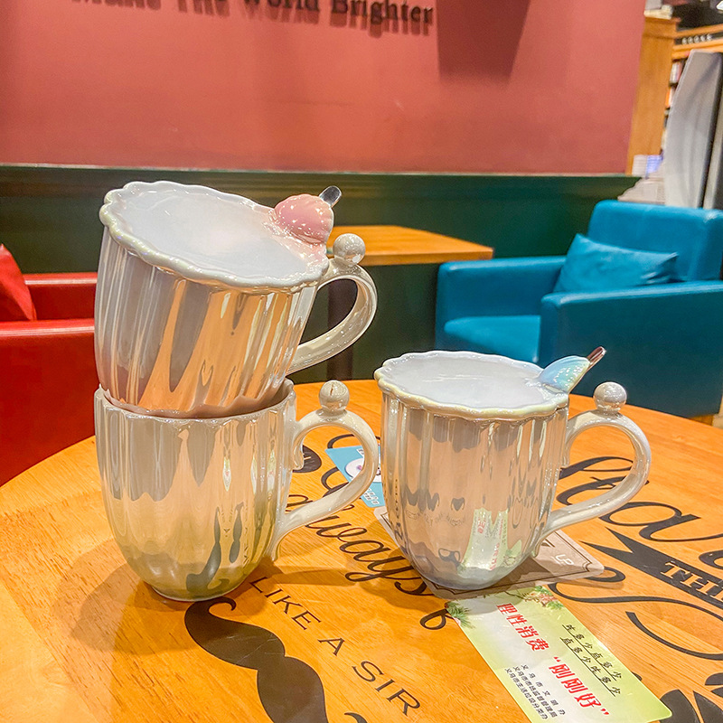 Gradient Color Pearl Ceramic Milk Mug