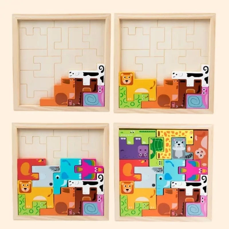 Wooden Animal Tetris/Wooden Animal Building Block/Animal Puzzle Block