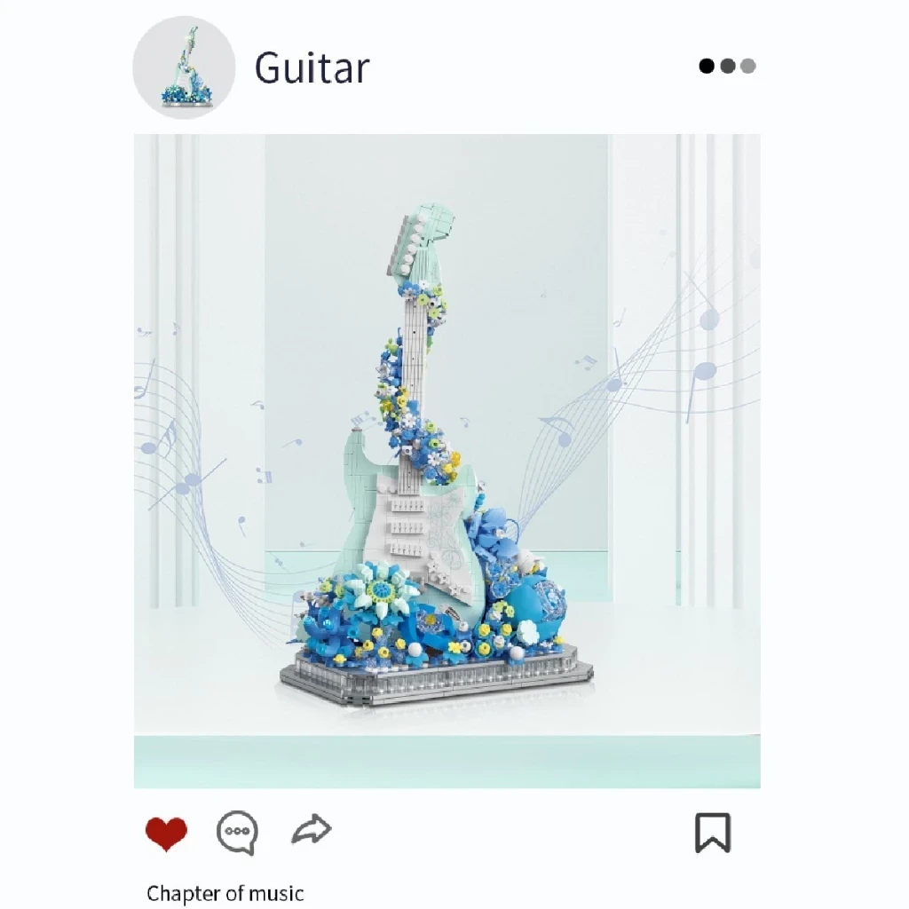 Block City- Balody Guitar Flower Puzzle Brick Brick Flower & Guitar Milk Block