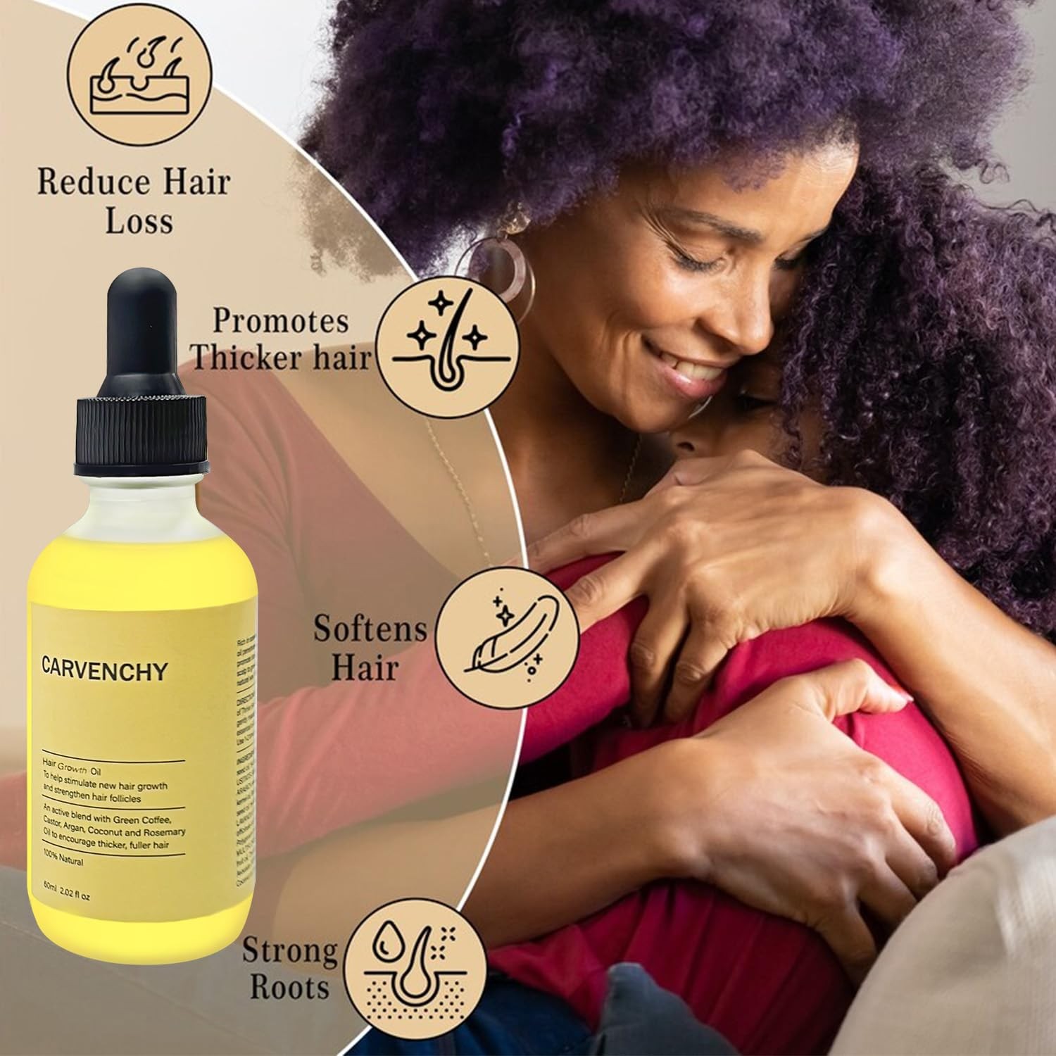 Veganic Natural Hair Growth Oil - Anti Hair Loss and Nourishing Essential Oil for Hair Thickening and Repair