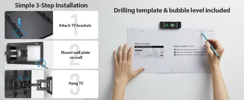 Dreamsmith 37-75 Inch TVs Full Motion TV Wall Mount Up to 100 lbs, Wall Mount Bracket with Dual Articulating Arms, Swivel, Tilt, Max VESA 600x400mm, TV Mount Fits 12inch/ 16inch Wood Studs