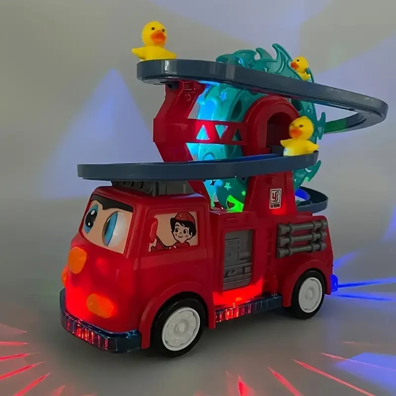 Fire Truck With Lights And Music, Little Duck Slide, Rotating Ferris Wheel, Toy Car, Perfect Gift For Birthdays, Halloween, And Christmas