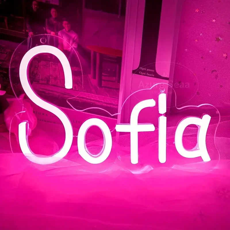 Sofia Neon Sign-Sofia Name Neon Sign for Wall Decor, Dimmable USB Powered Sofia Name LED Neon Light for Bedroom, Birthday Party Decor, Sofia Birthday Decor for Girl