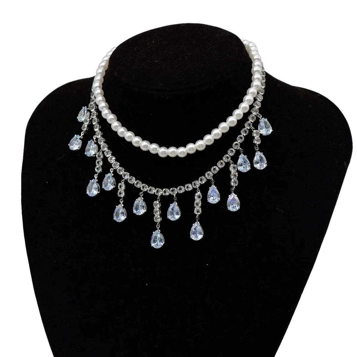 Diamond Drop Pearl Necklace Niche Light Luxury