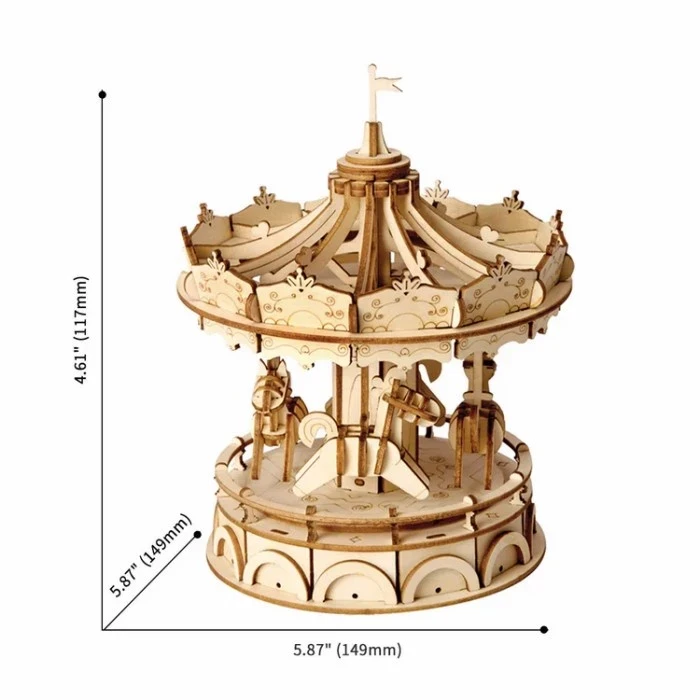 ROLIFE Robotime Merry-Go-Round Model 3D Wooden Puzzle TG404 Hobby And Toy Collection
