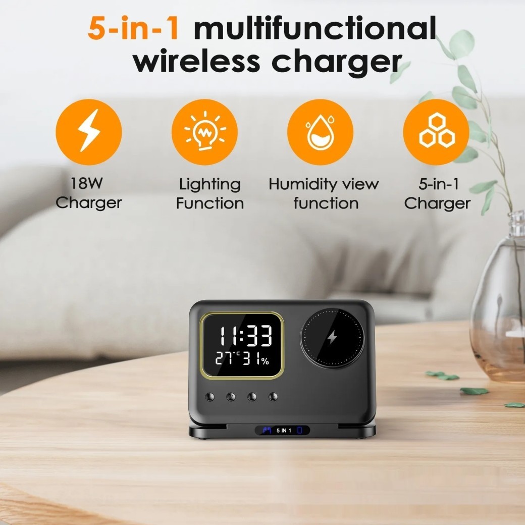 Multifunction Bracket Clock Temperature Suitable Mobile Phone Watch Magnetic Charger
