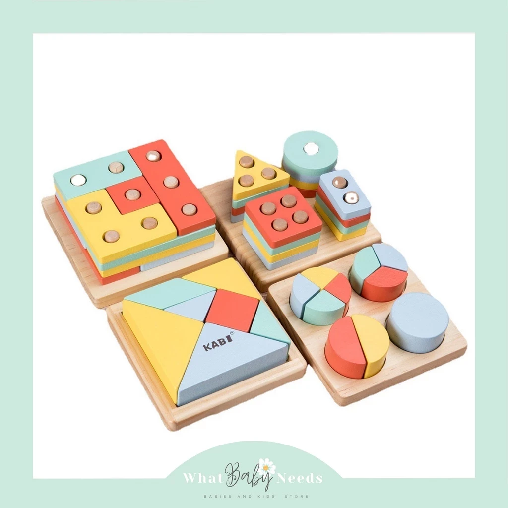 Montessori Wooden Toy 4 in 1 / Toys Educational Wooden Scrapenak Shape &amp Color