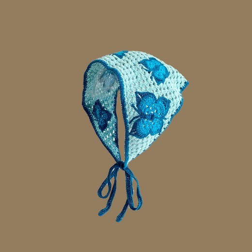 Blue Butterfly Hollow Crochet Triangular Binder