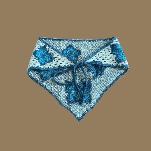 Blue Butterfly Hollow Crochet Triangular Binder