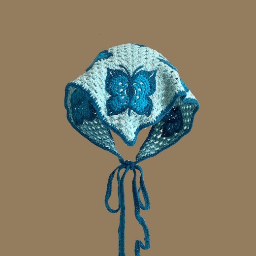 Blue Butterfly Hollow Crochet Triangular Binder