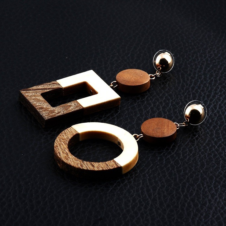 Vintage wooden wood earrings