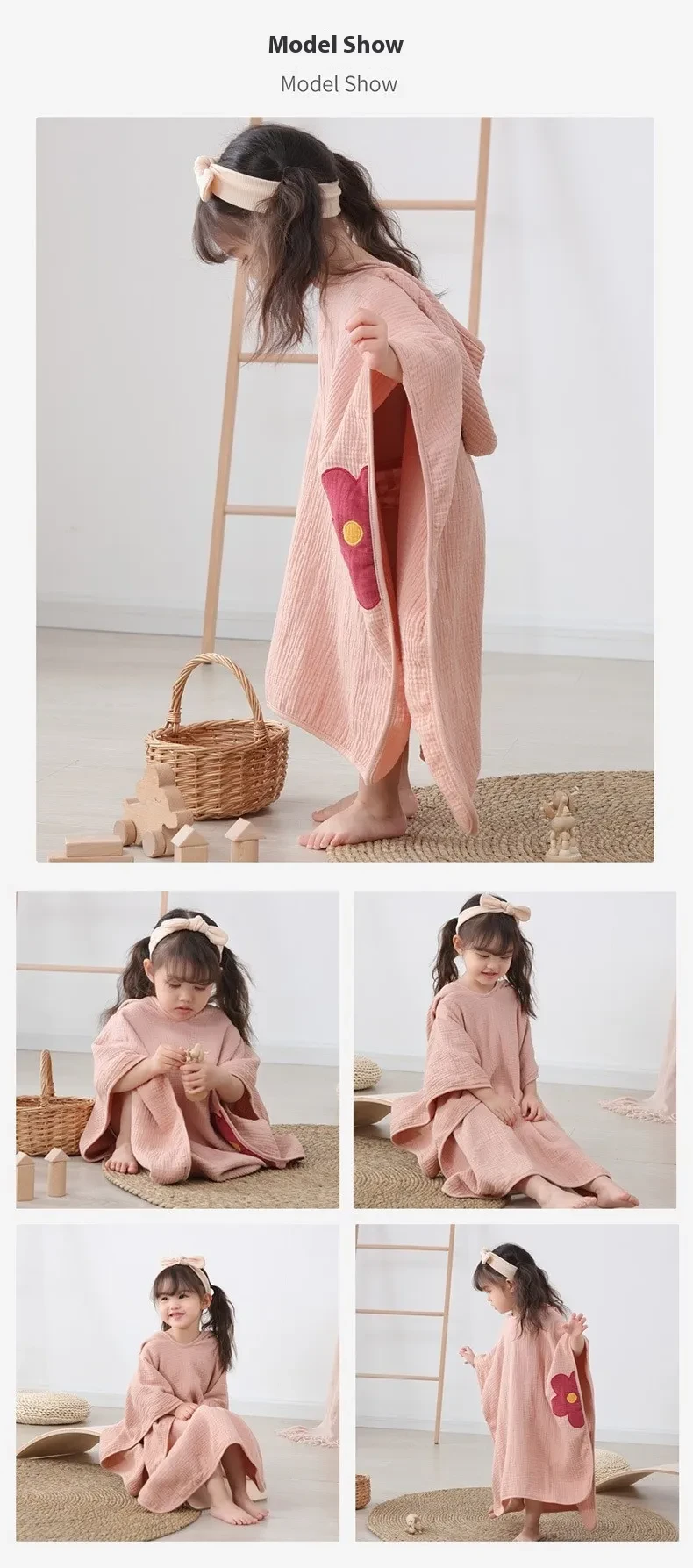 Cotton Gauze Children Can Wear Hooded Hooded Bath Towel