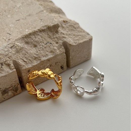 Sterling Silver Ring Alkaline Water Croissant Niche Retro Women