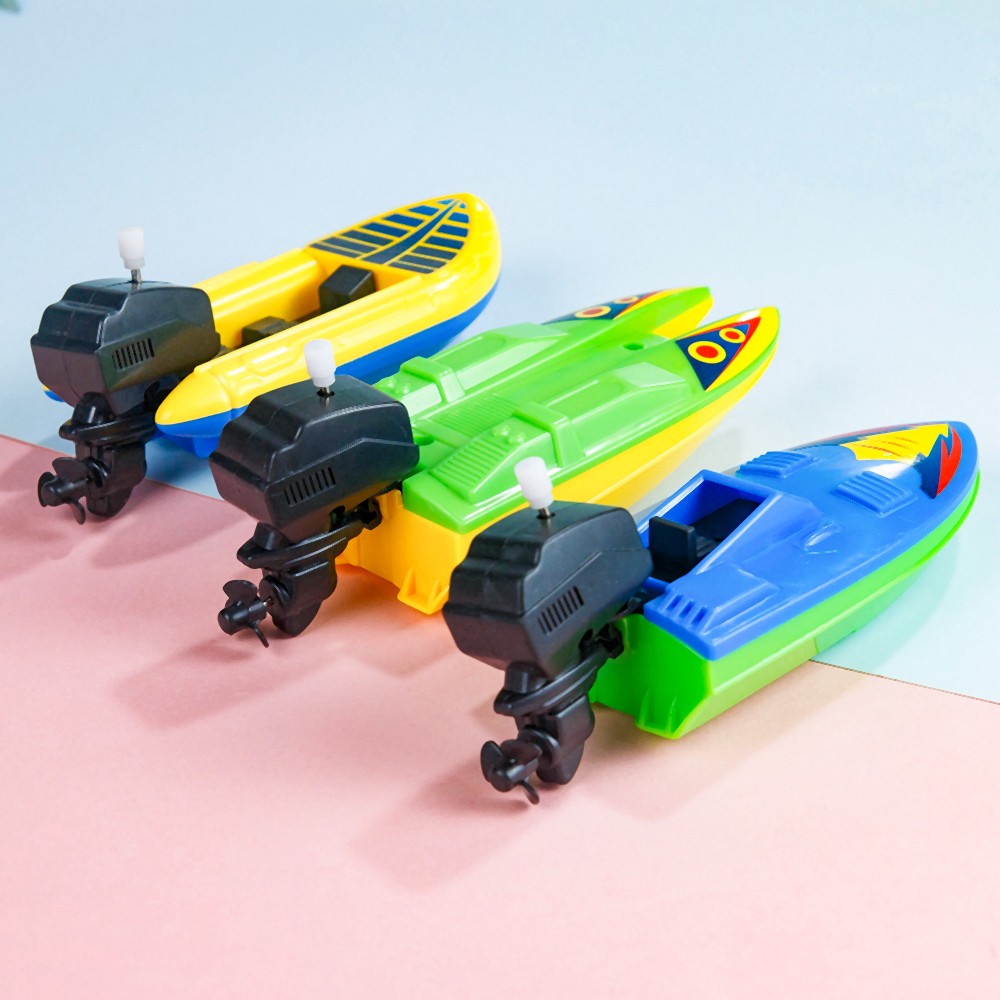 Classic Wind-Up Speed Boat Bath Toy - Floating Clockwork Toy