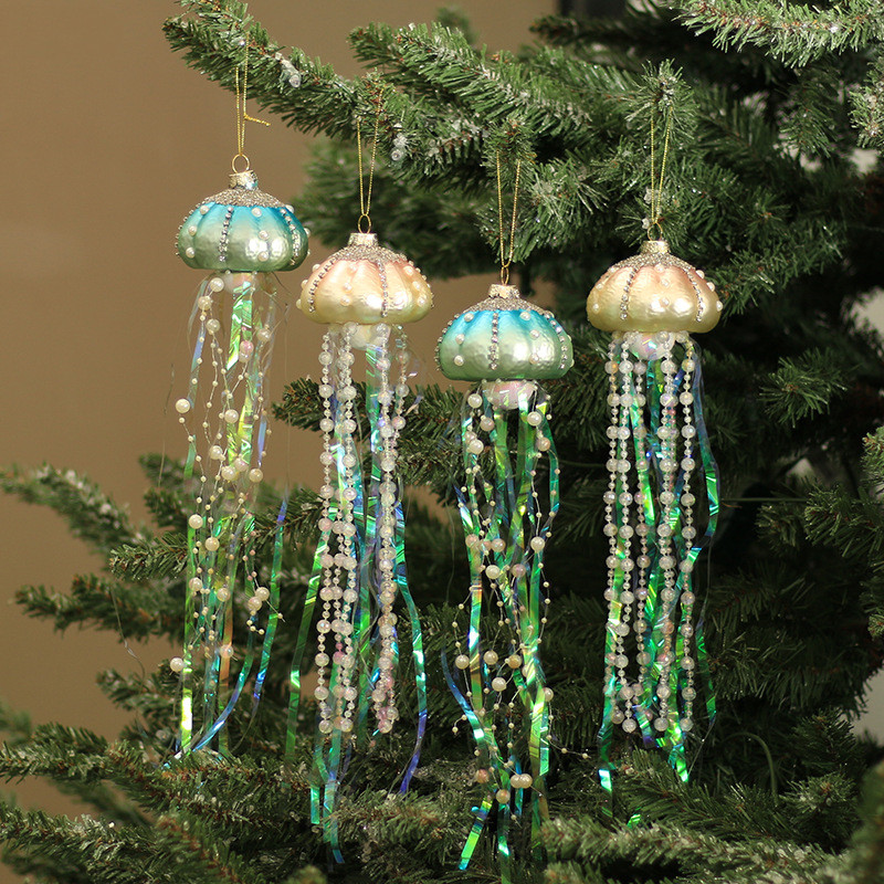Glass Pearl Jellyfish Pendant For Christmas Tree Decoration