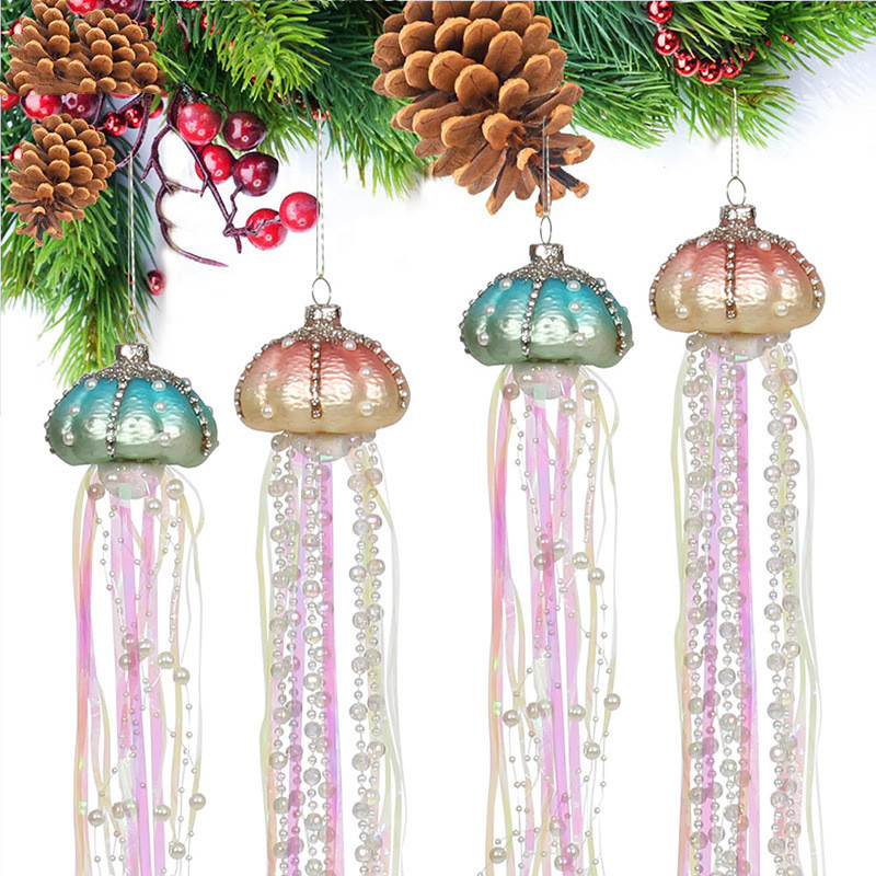 Glass Pearl Jellyfish Pendant For Christmas Tree Decoration