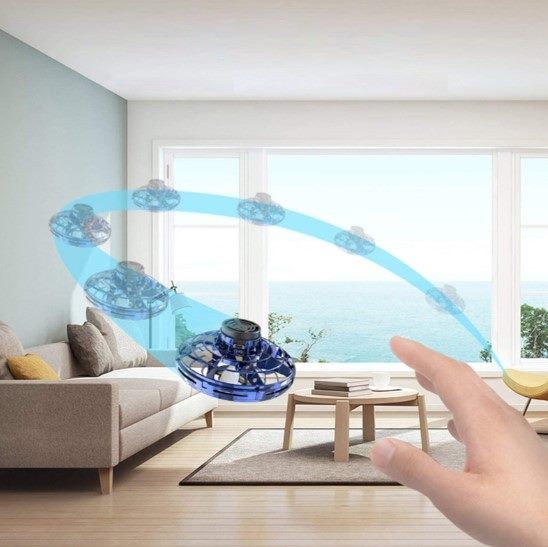 Flying Spinner, UFO Fingertip, Rechargeable Flying Gyroscope USB Toy, Red