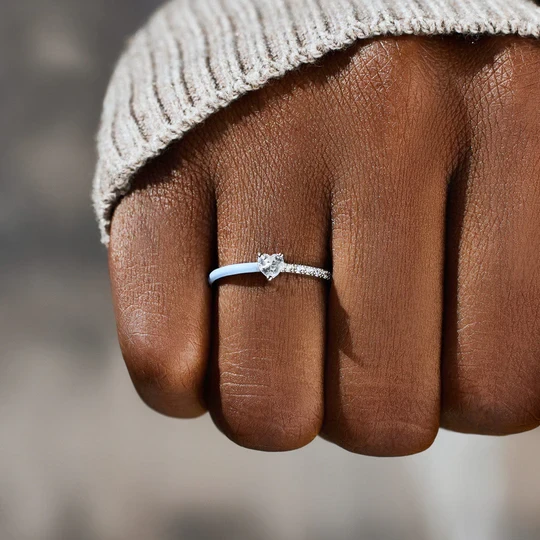 Best Bitches Matching Half Enamel Heart-Cut Rings