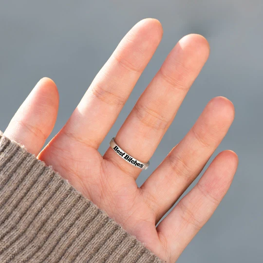 Best Bitches Matching Half Enamel Heart-Cut Rings