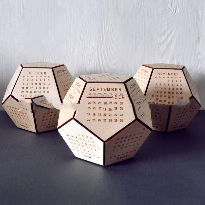 Wooden Calendar Dodecahedron Christmas Gift