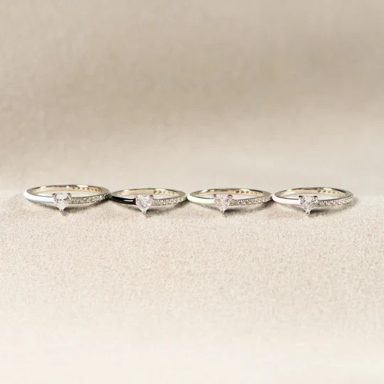 Best Bitches Matching Half Enamel Heart-Cut Rings