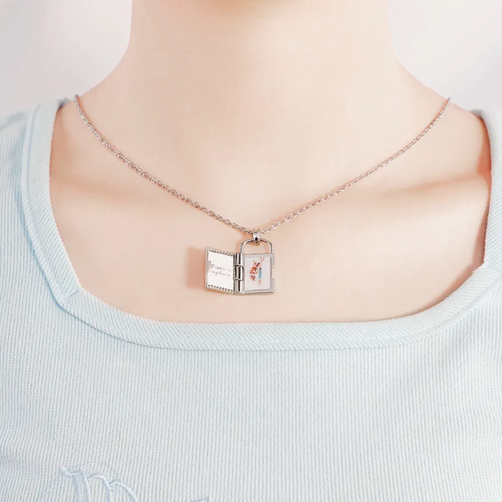 Creative Diy Lettering Color Printing Photo Frame Padlock Necklace