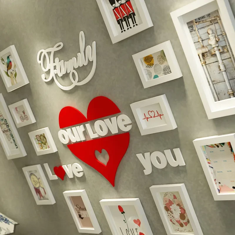 Romantic Love You Heart Family Memory Photo 13pcs Frame Sets