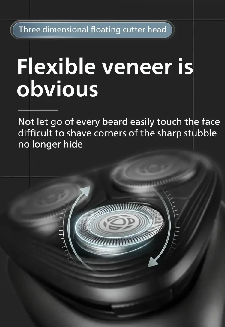 Philips S1113 Electric Shaver - USB Rechargeable, Fast Charge in 1 Hour, PowerCut Blades, Stainless Steel, Ergonomic Design with Triple Floating Head