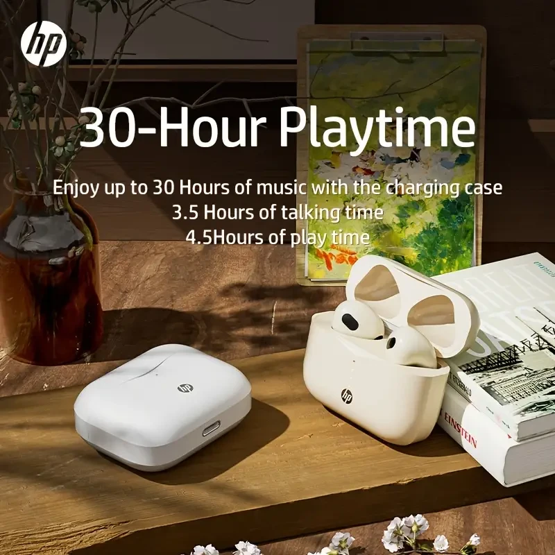 HP H23A True Wireless Earbuds with Touch Volume Control, 13mm HiFi Open-Back Speaker, Tangle-Free Type-C Cable, No Noise Control, Condenser Mic, 300mAh Lithium Polymer Battery, BT 5.3  Compatible with Cellphones