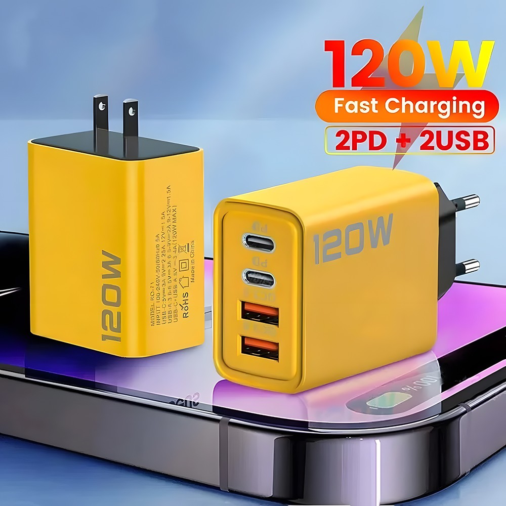 4-Port USB-C PD Quick Charger  Fast Charging Adapter with Quick Charge 3.0 for iPhone, Samsung, Xiaomi, Huawei