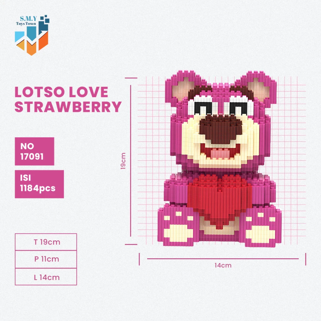 SMY Toystown Nano Blocks Lotso Bear Big Series 3D Model, Toy Block Stacking, DIY Construction Block, Jumbo Bricks Magic Block Animation