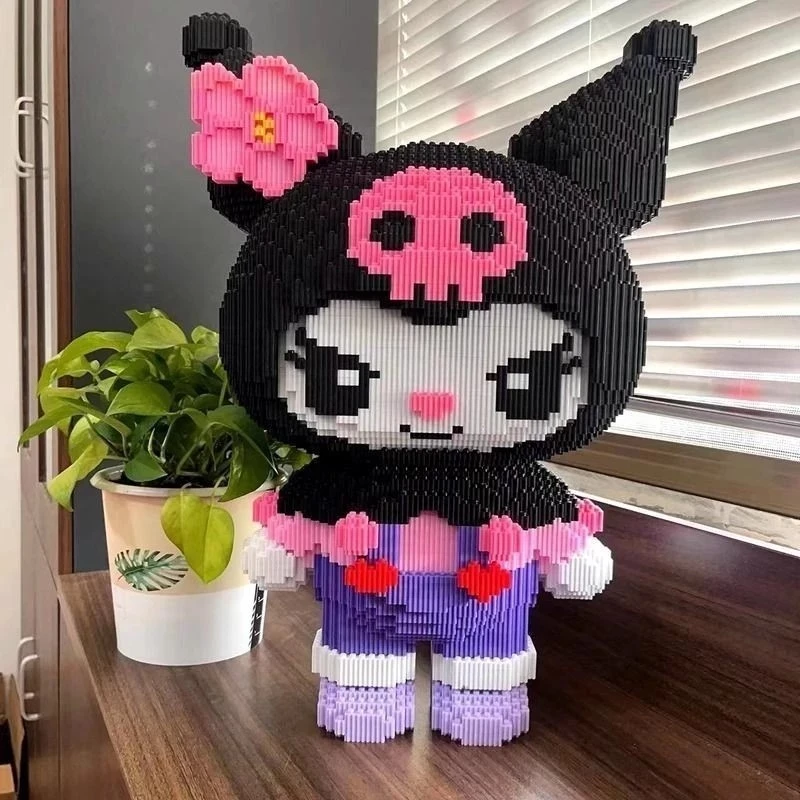 55CM Large Nano Block Sanrio Anime Series Bricks Education Nano Block 11000PCS Kuromi Free Accessories Hammer 3D