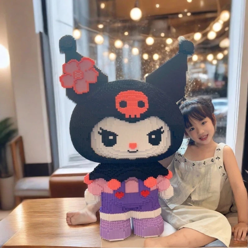55CM Large Nano Block Sanrio Anime Series Bricks Education Nano Block 11000PCS Kuromi Free Accessories Hammer 3D