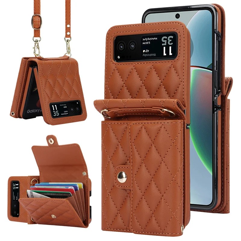 PU Leather Crossbody Lanyard Case for Motorola Razr 40 / Razr 40 Ultra