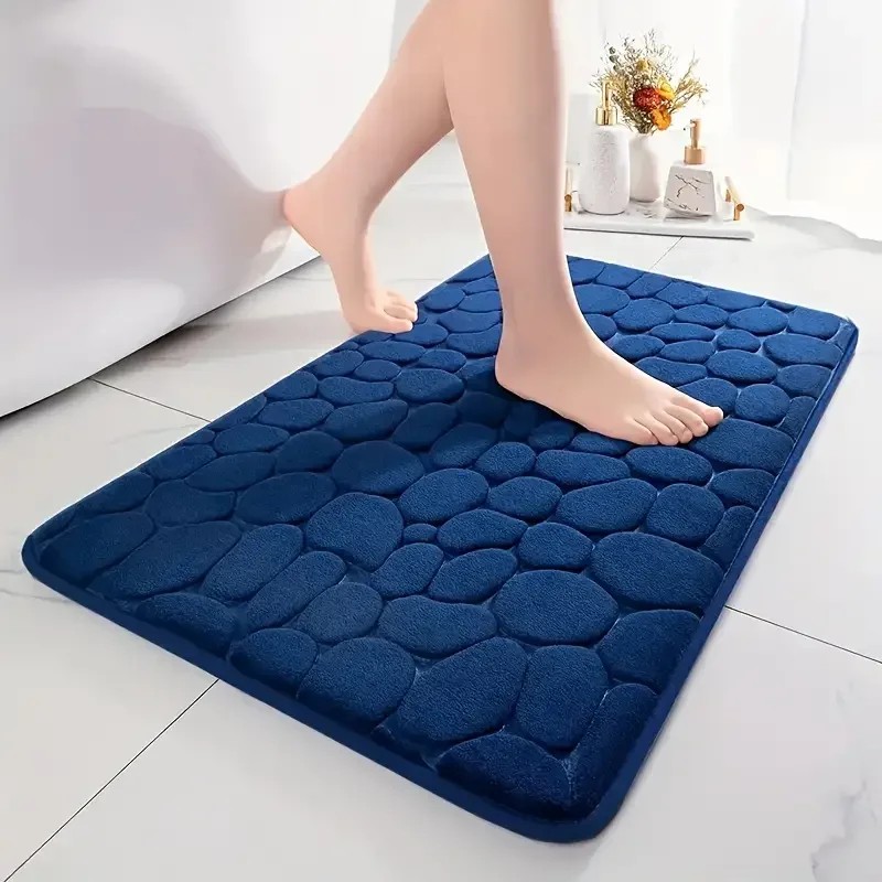 3D Non-Slip Bathroom Mat Cobblestone Embossed Bath Mats