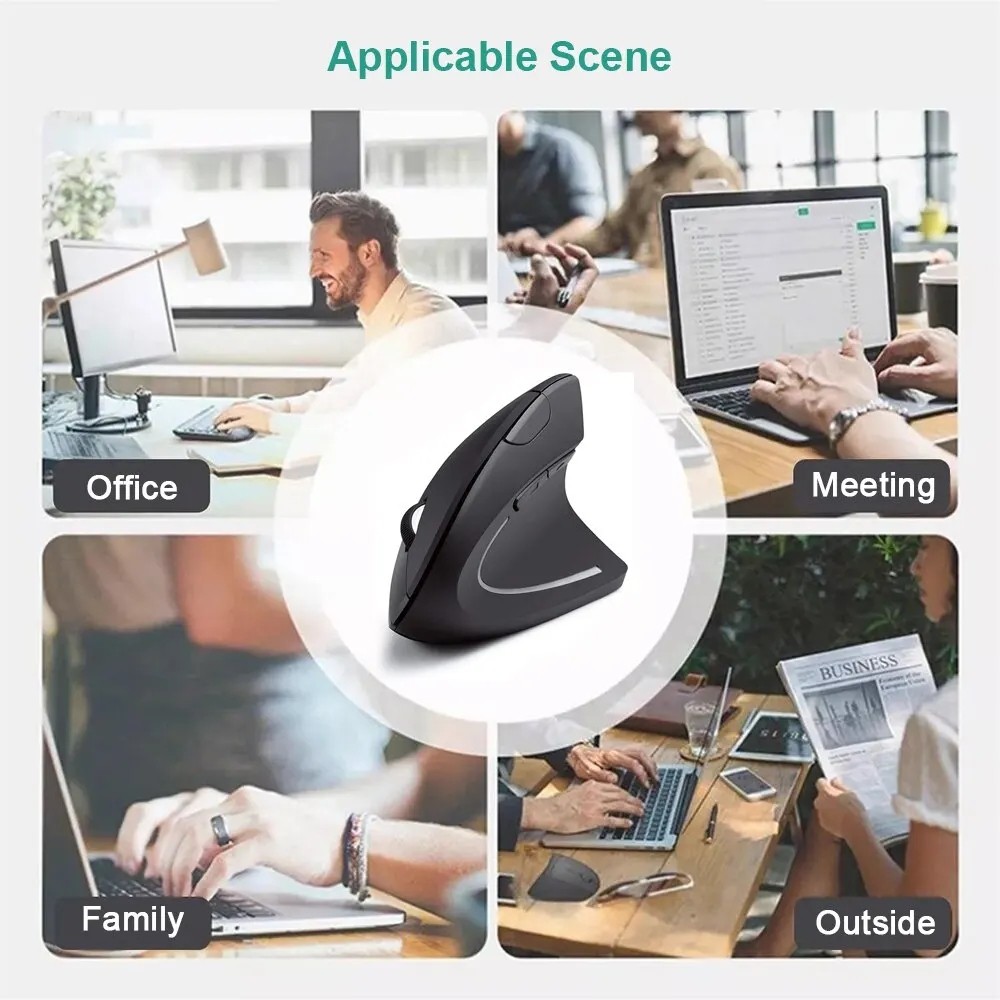 Ergonomic Vertical Wireless Mouse  2.4GHz Optical Mouse