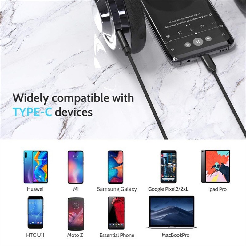 USB Type-C to 3.5mm Aux Audio Adapter Headphone Jack Cable for Samsung