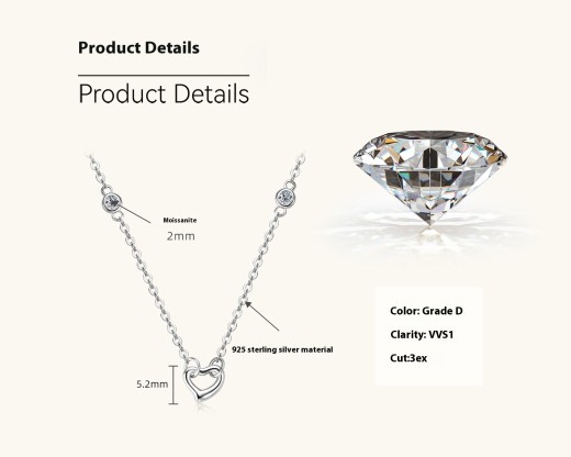 Heart-shaped Diamond Necklace Heart-shaped Pendant Clavicle Chain