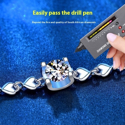 925 Sterling Silver Bracelet Female With Hearts Cow Head Inlaid