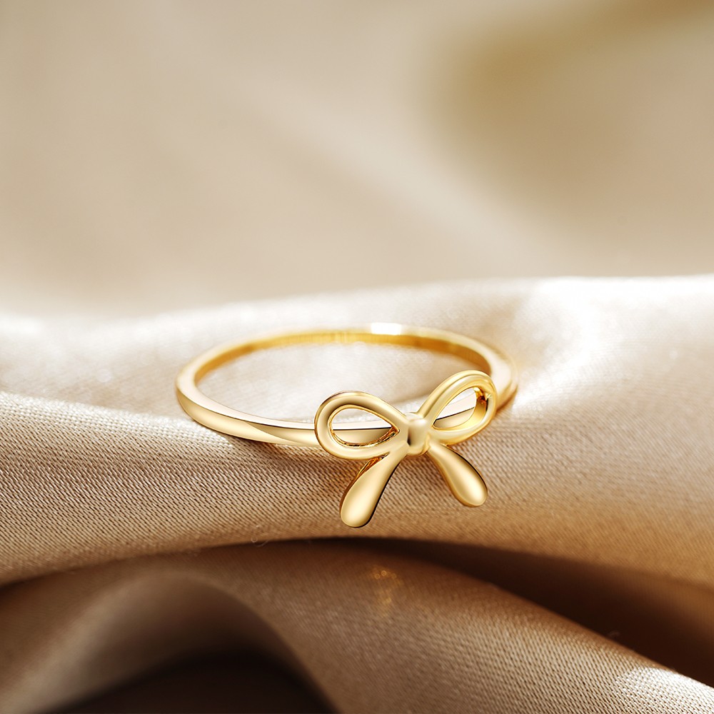 Minimalist Fashion Gold Color Stainless Steel Bow Ring