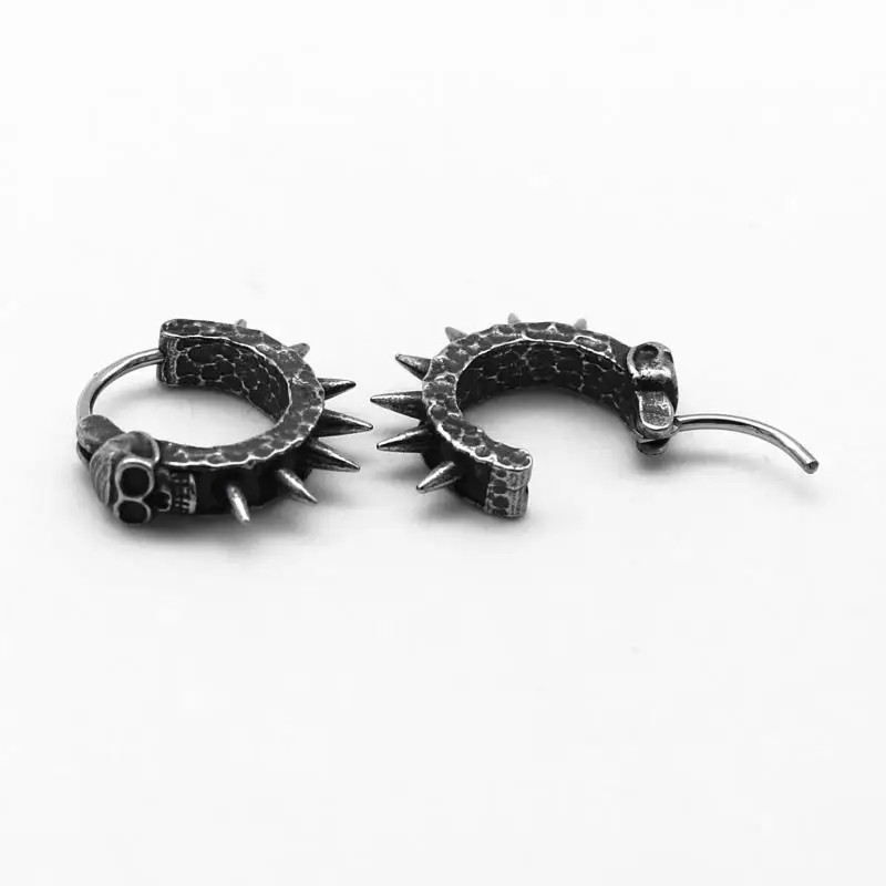 Gothic Black Skull Awl Earrings