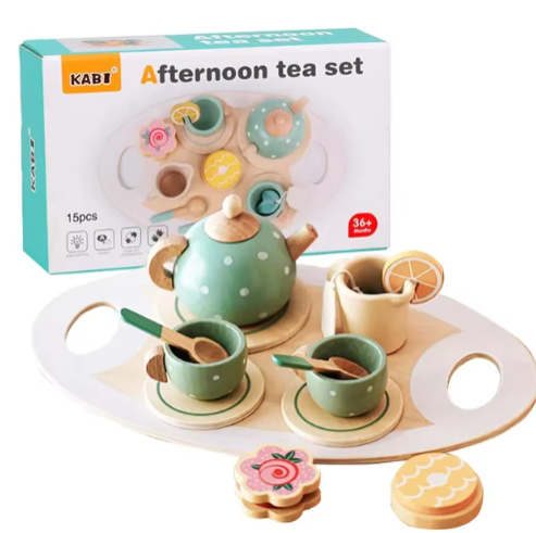 Wooden Afternoon Tea Set Toy Pretend