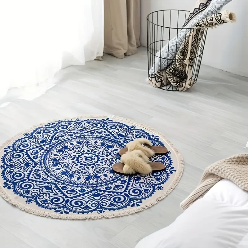 Hand-Knitted Linen Floor Mat