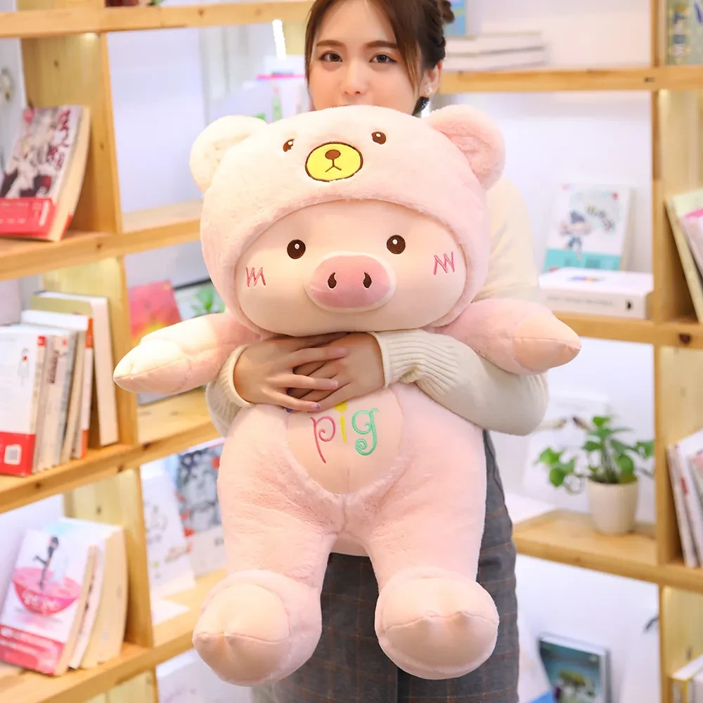 Cartoon Doll Plush Teddy Bear Hat Pig Doll