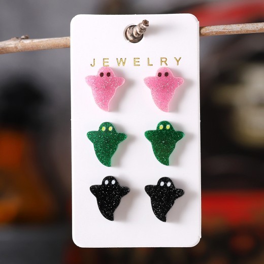 Halloween Cute Colorful Ghost Earings Set